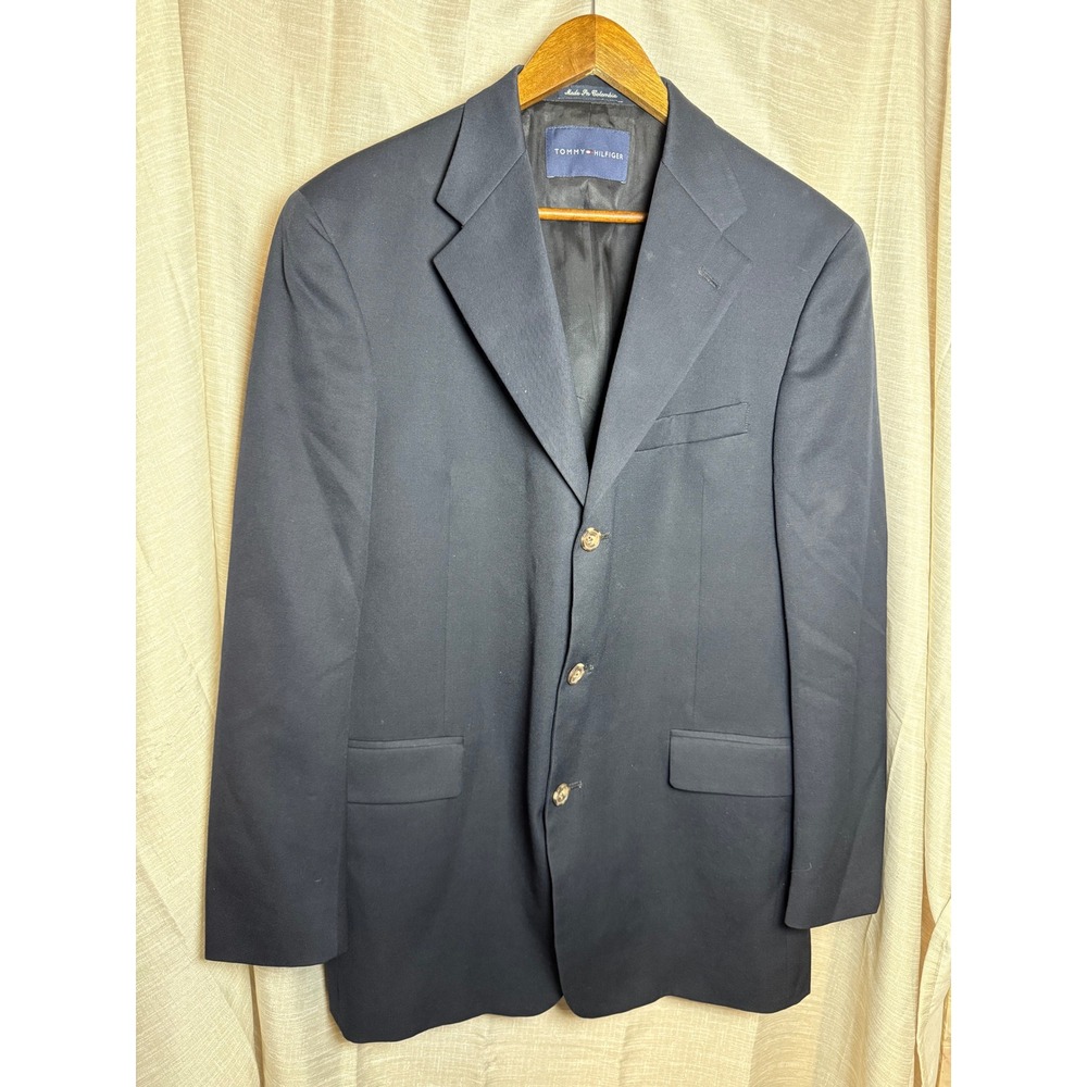 Tommy Hilfiger Men's Navy Blue Classic Fit Blazer Jacket Suit Coat 41R 100% Wool